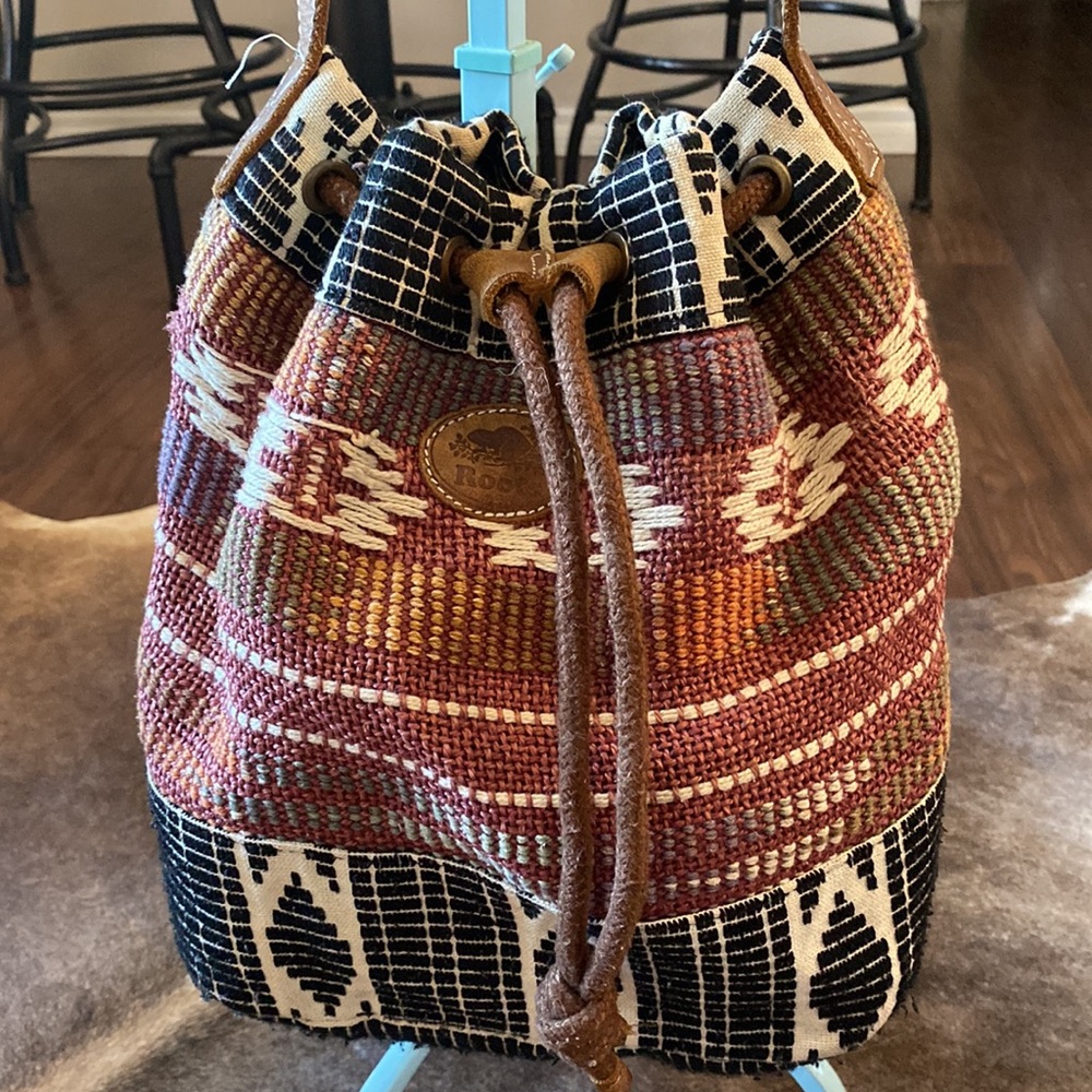 Roots Aztec Hobo Drawstring Bag